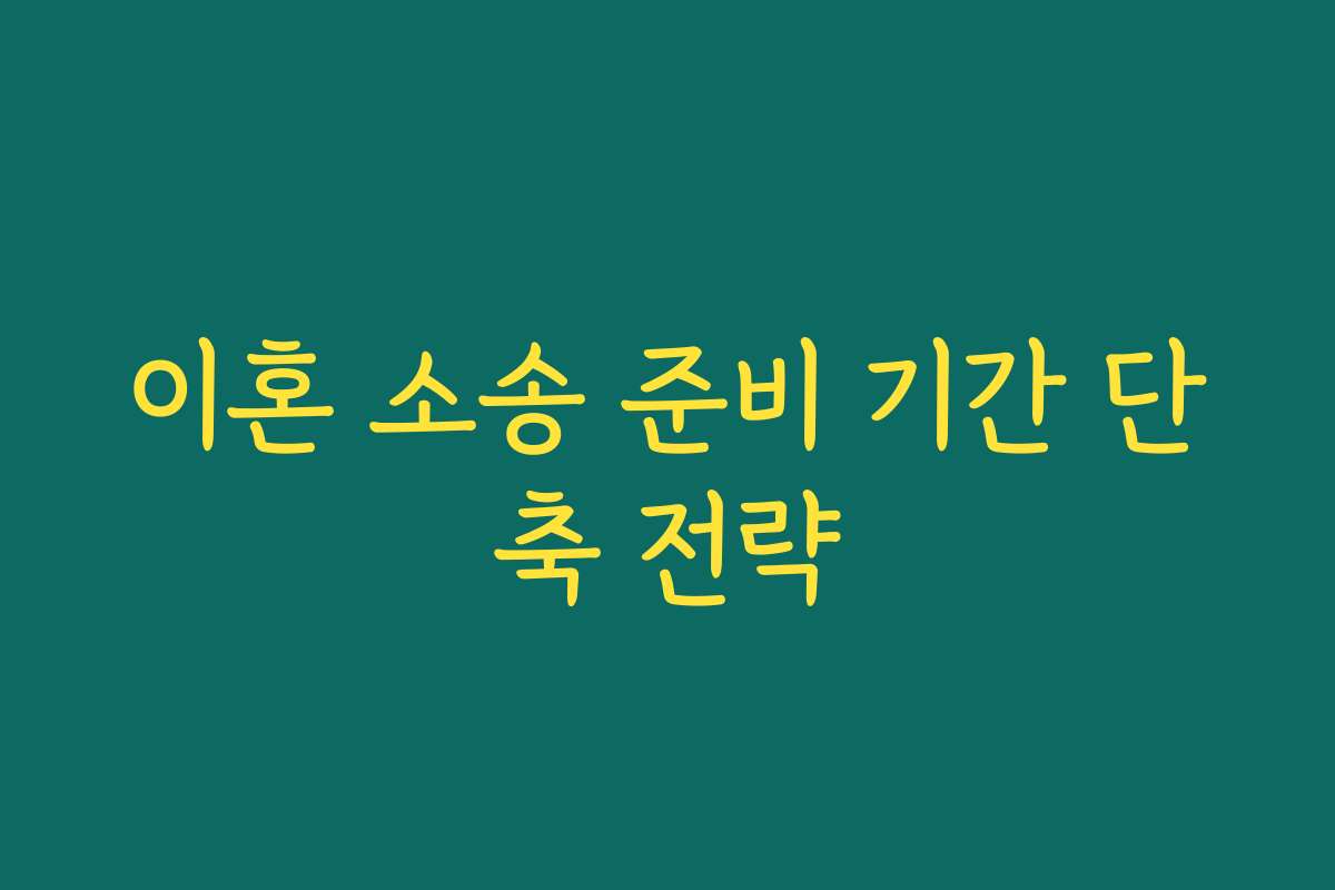 이혼 소송 준비 기간 단축 전략