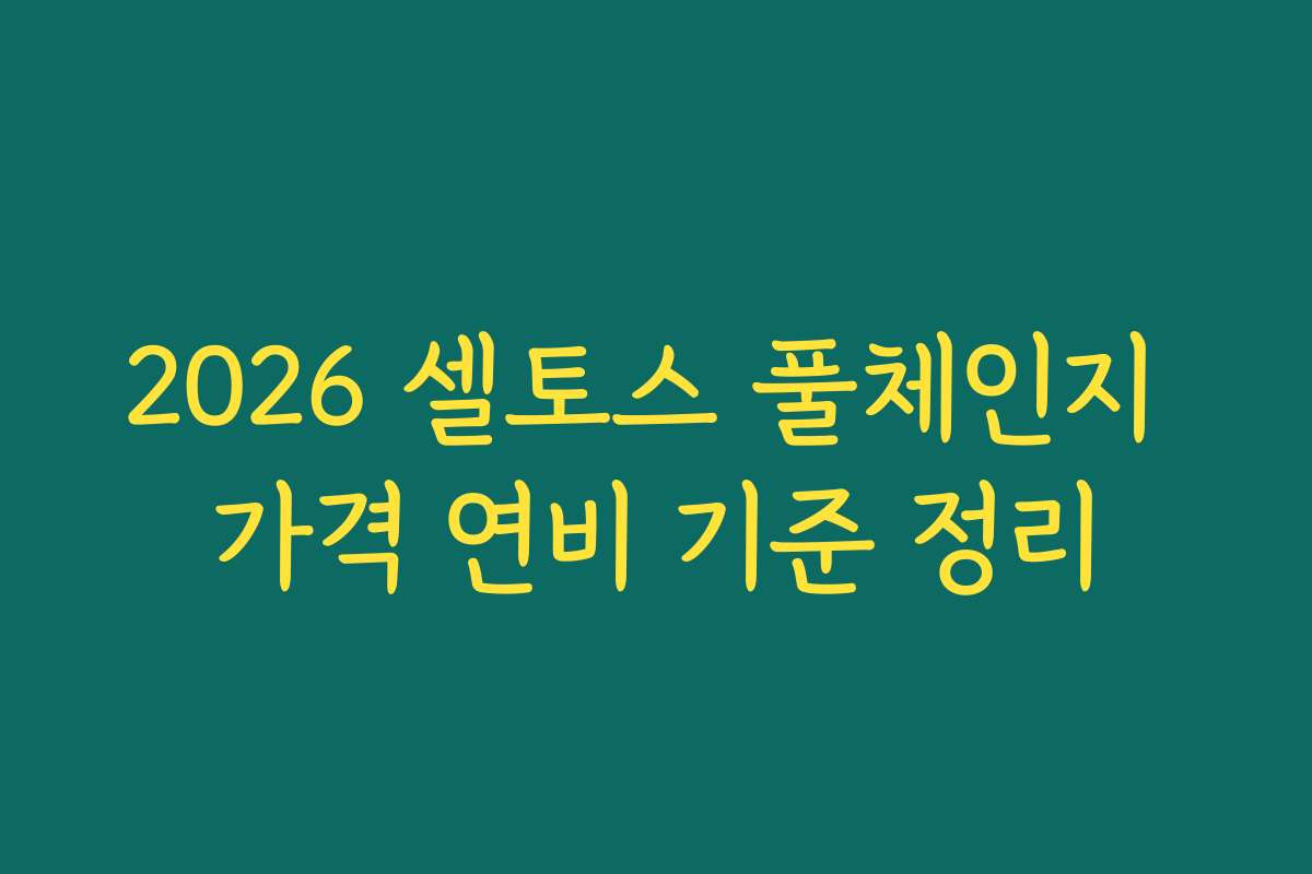 2026 셀토스 풀체인지 가격 연비 기준 정리