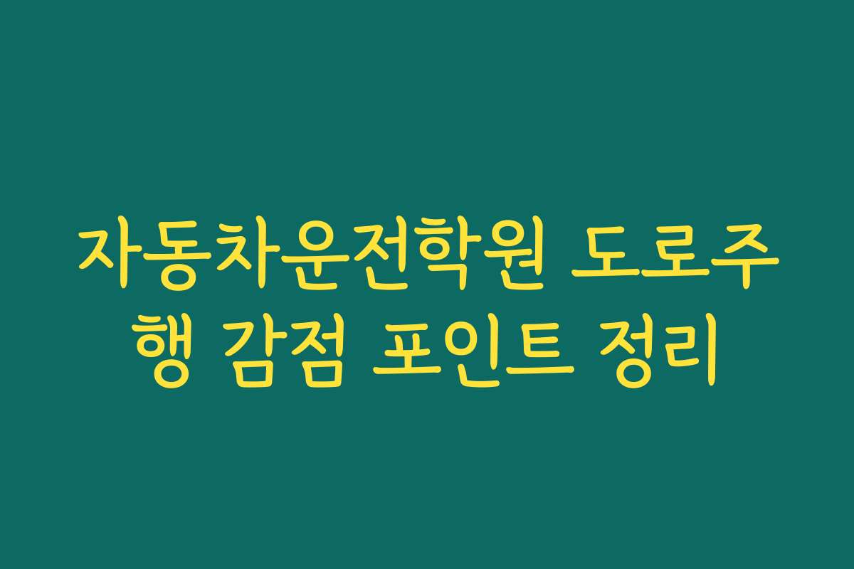 자동차운전학원 도로주행 감점 포인트 정리