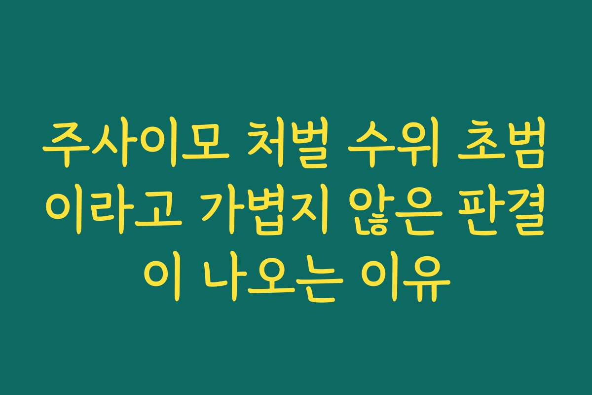 주사이모 처벌 수위 초범이라고 가볍지 않은 판결이 나오는 이유