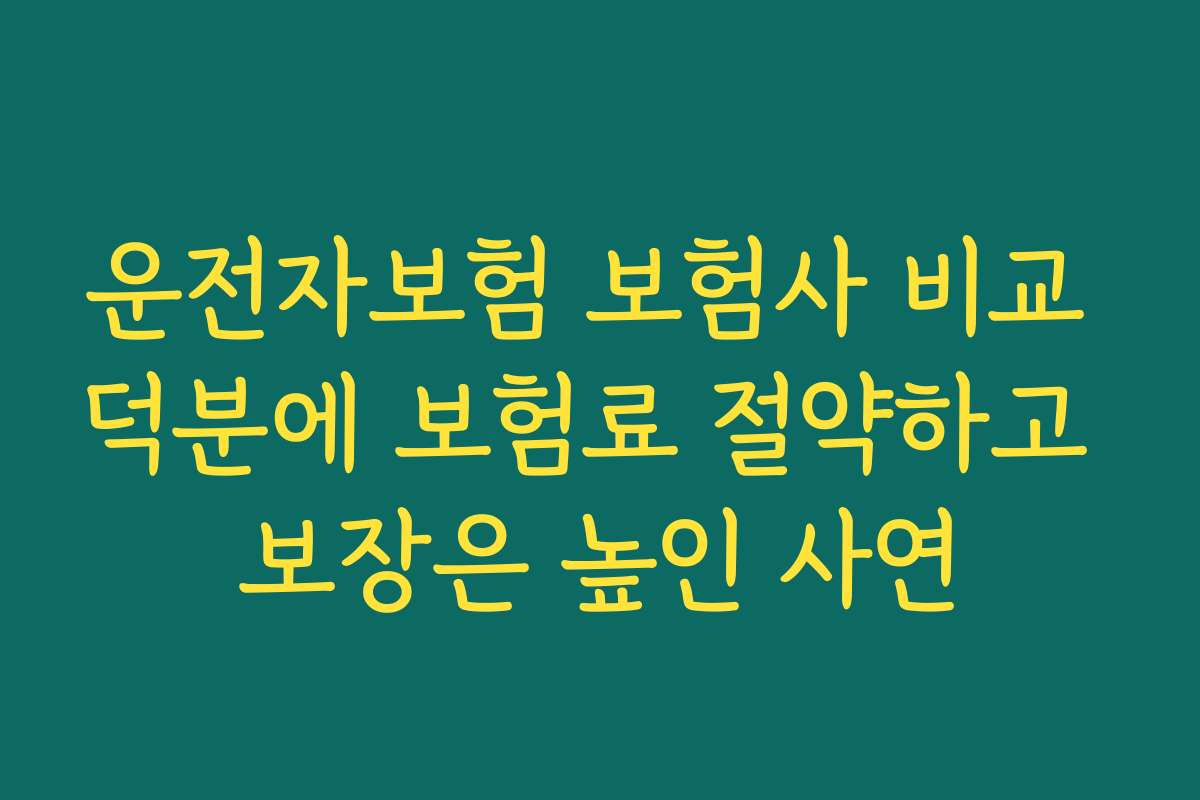 운전자보험 보험사 비교 덕분에 보험료 절약하고 보장은 높인 사연