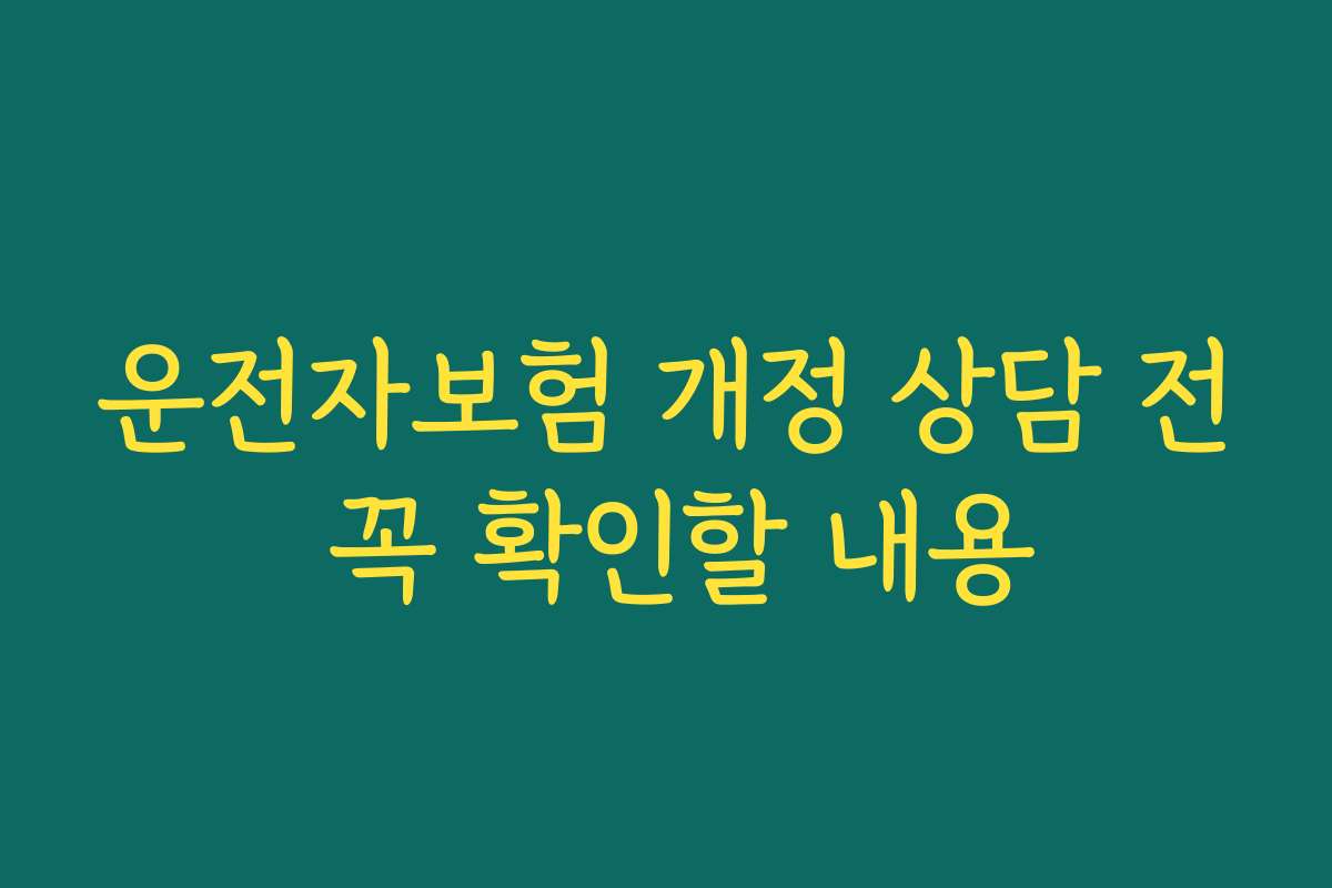 운전자보험 개정 상담 전 꼭 확인할 내용