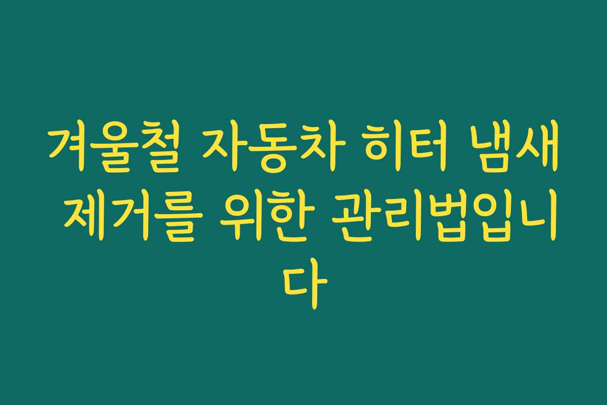 겨울철 자동차 히터 냄새 제거를 위한 관리법입니다