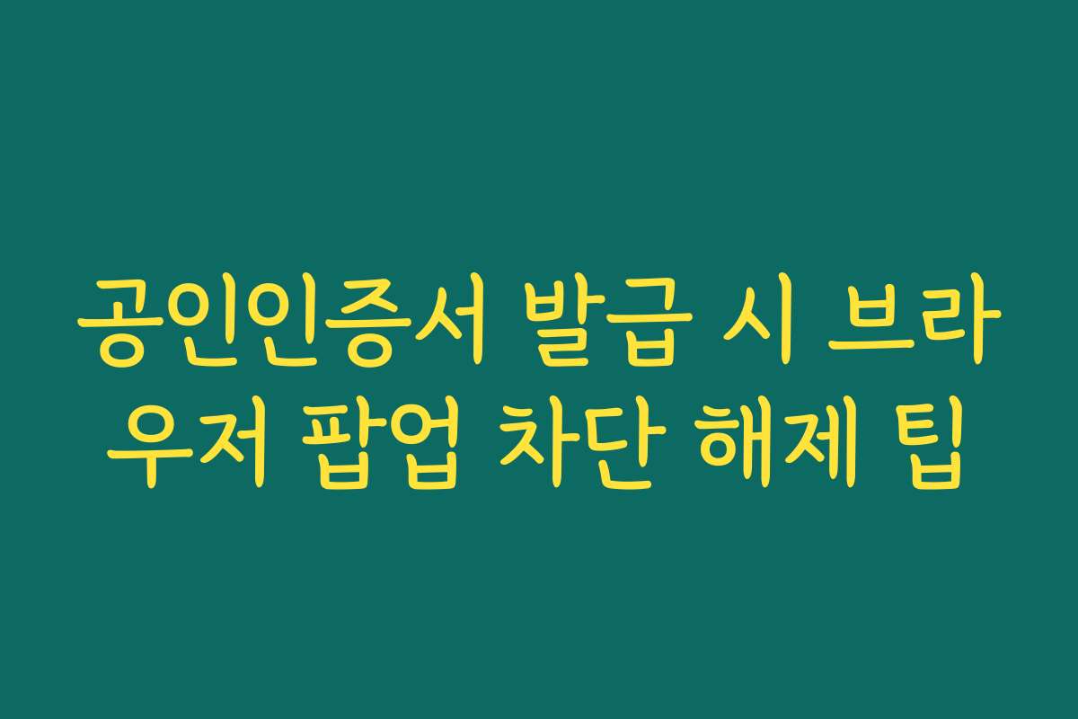 공인인증서 발급 시 브라우저 팝업 차단 해제 팁