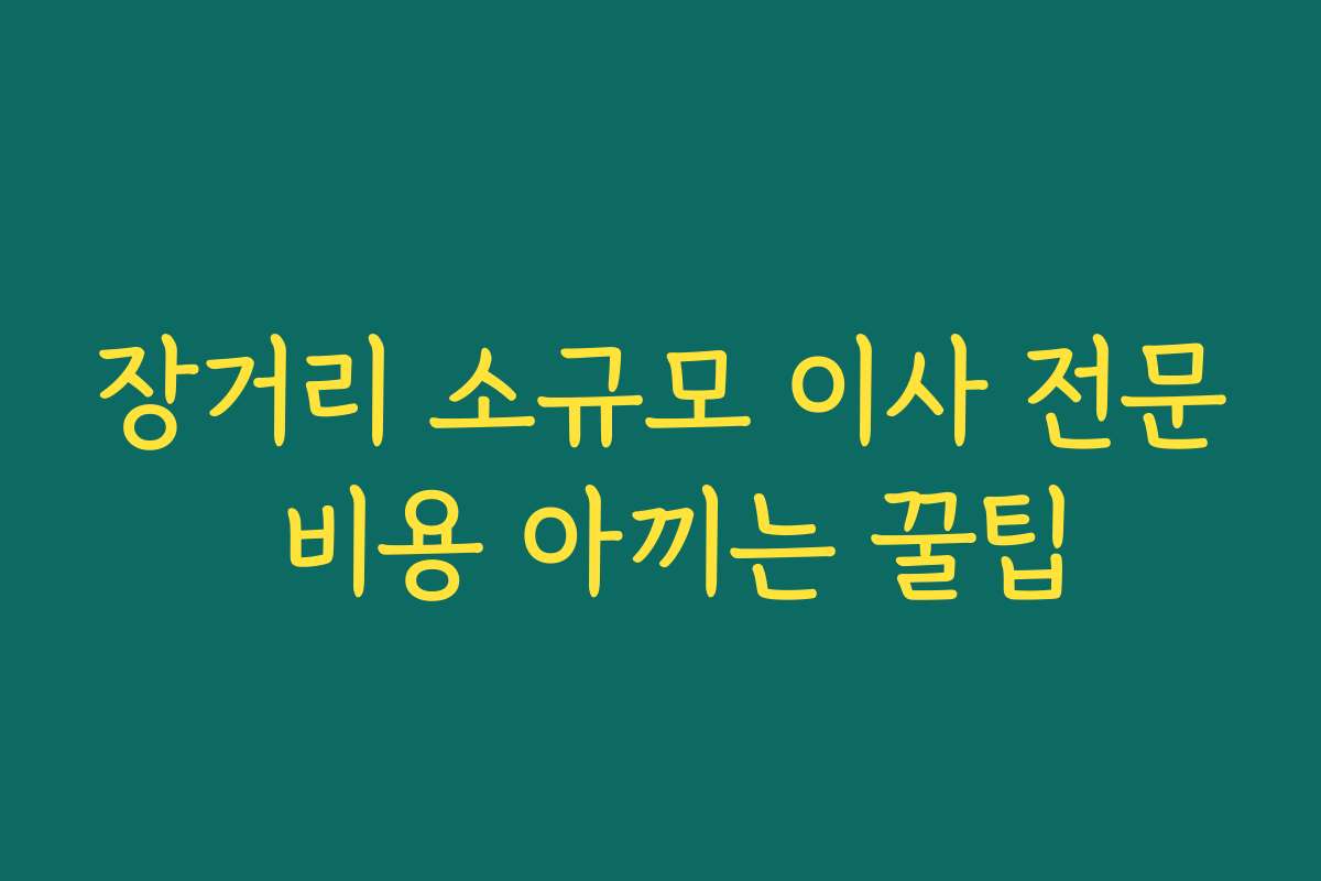 장거리 소규모 이사 전문 비용 아끼는 꿀팁