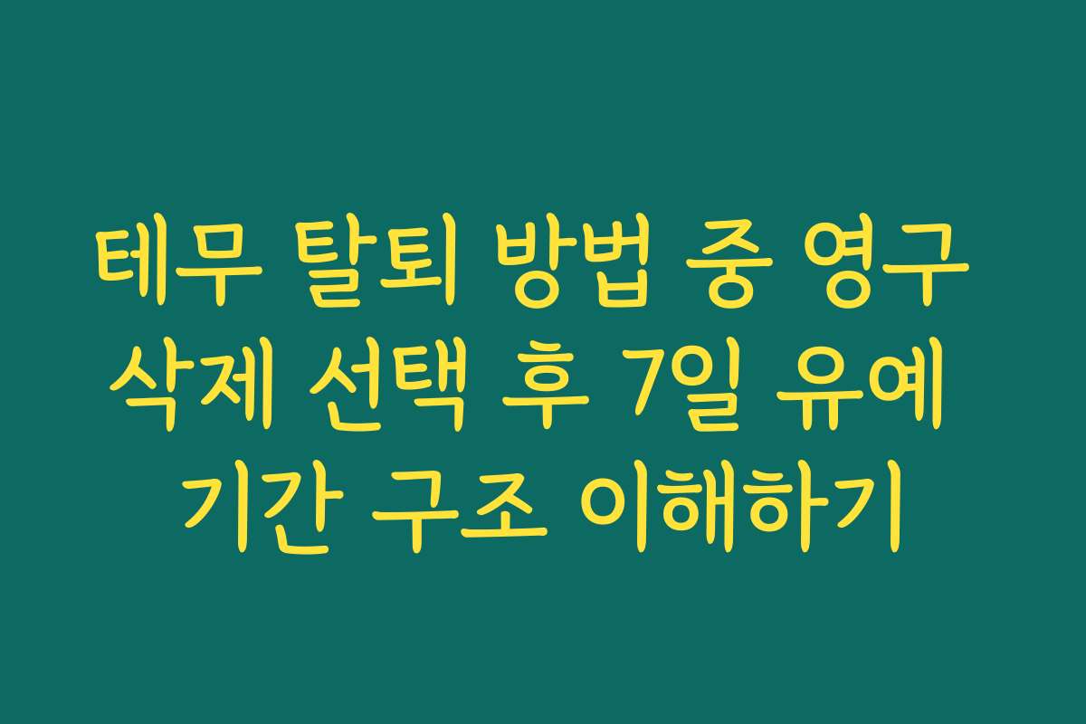테무 탈퇴 방법 중 영구 삭제 선택 후 7일 유예 기간 구조 이해하기