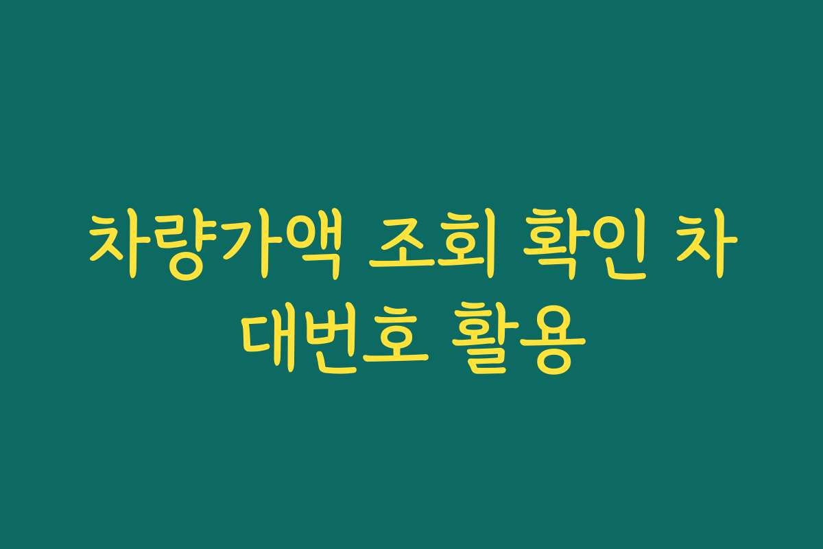 차량가액 조회 확인 차대번호 활용