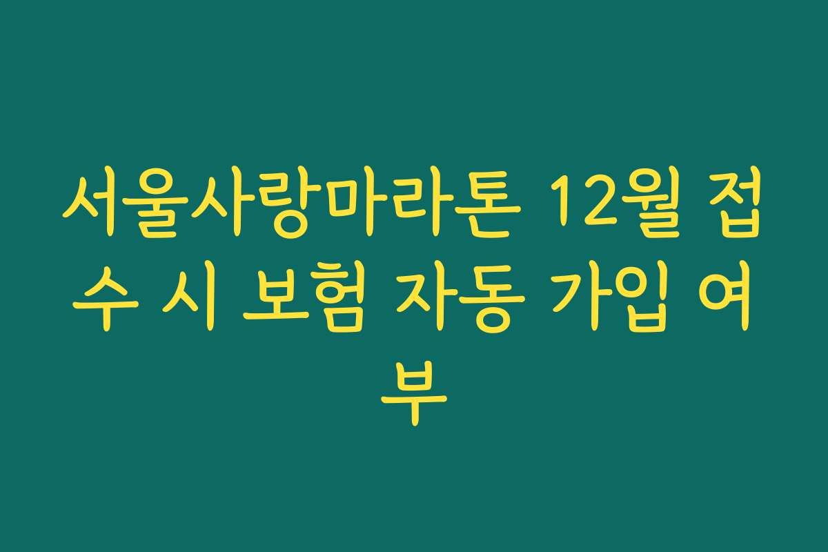 서울사랑마라톤 12월 접수 시 보험 자동 가입 여부
