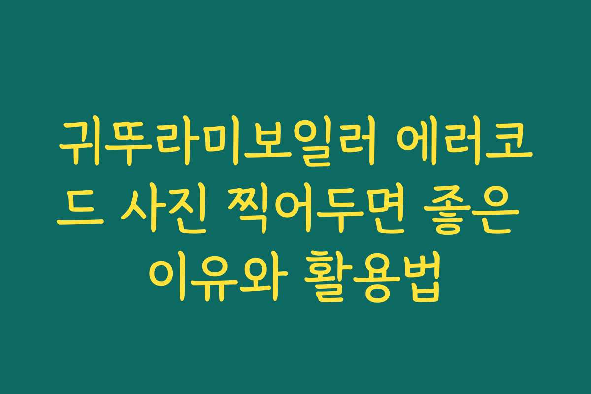 귀뚜라미보일러 에러코드 사진 찍어두면 좋은 이유와 활용법