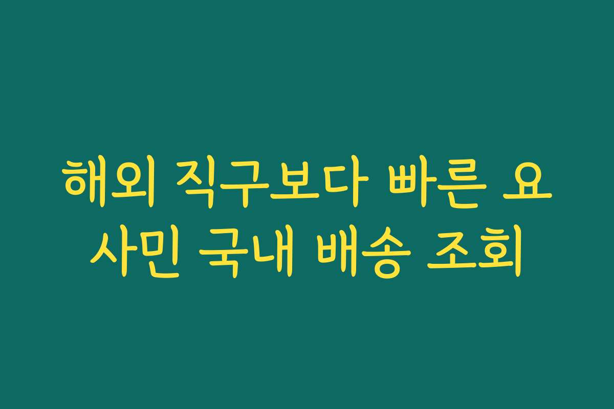 해외 직구보다 빠른 요사민 국내 배송 조회