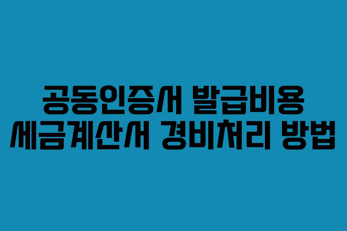 공동인증서 발급비용 세금계산서 경비처리 방법