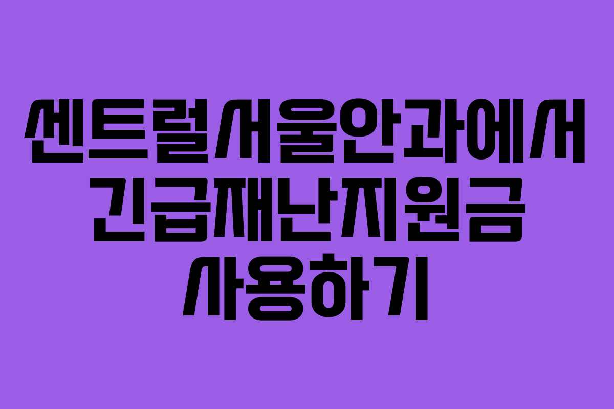 센트럴서울안과에서 긴급재난지원금 사용하기