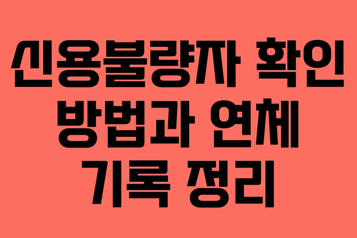 신용불량자 확인 방법과 연체 기록 정리