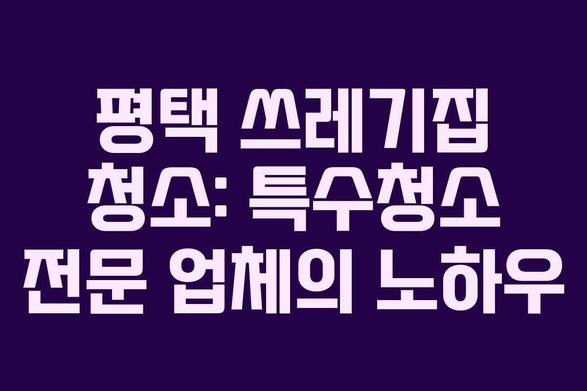 평택 쓰레기집 청소: 특수청소 전문 업체의 노하우
