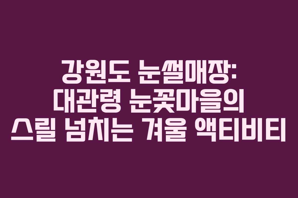 강원도 눈썰매장: 대관령 눈꽃마을의 스릴 넘치는 겨울 액티비티
