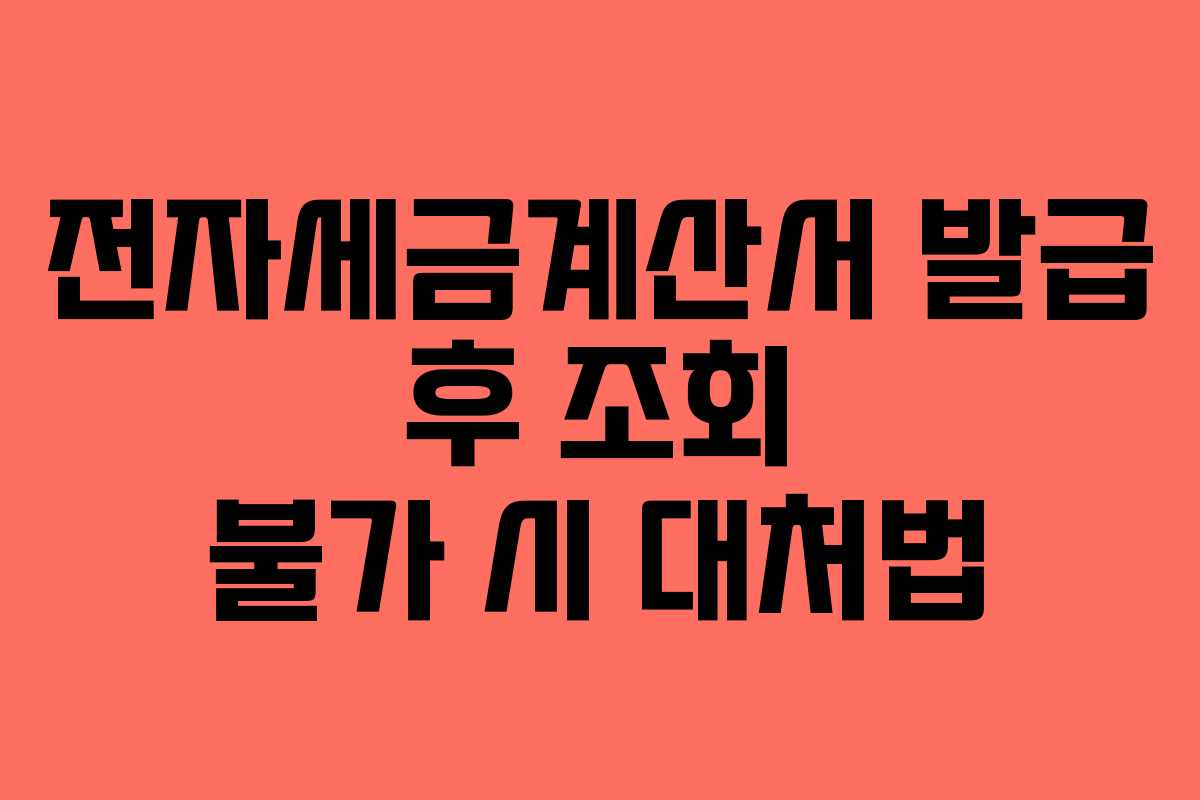 전자세금계산서 발급 후 조회 불가 시 대처법