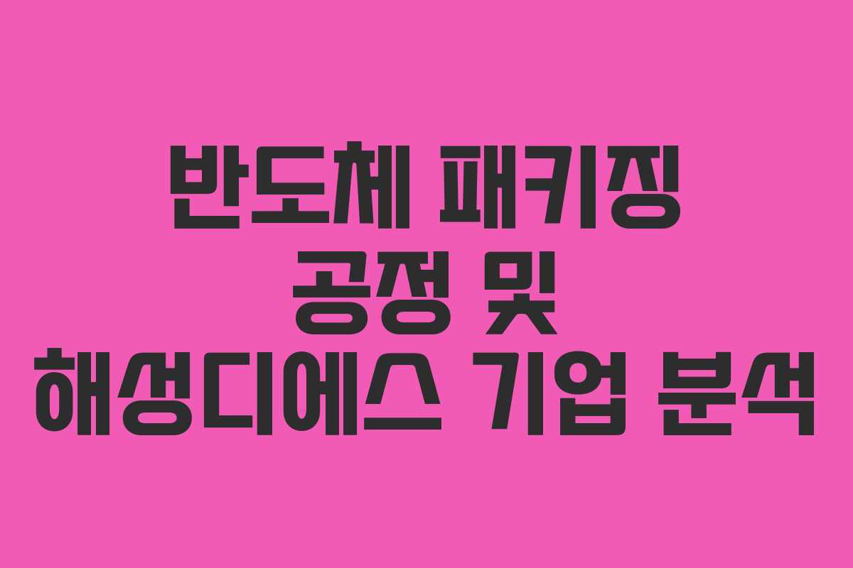 반도체 패키징 공정 및 해성디에스 기업 분석