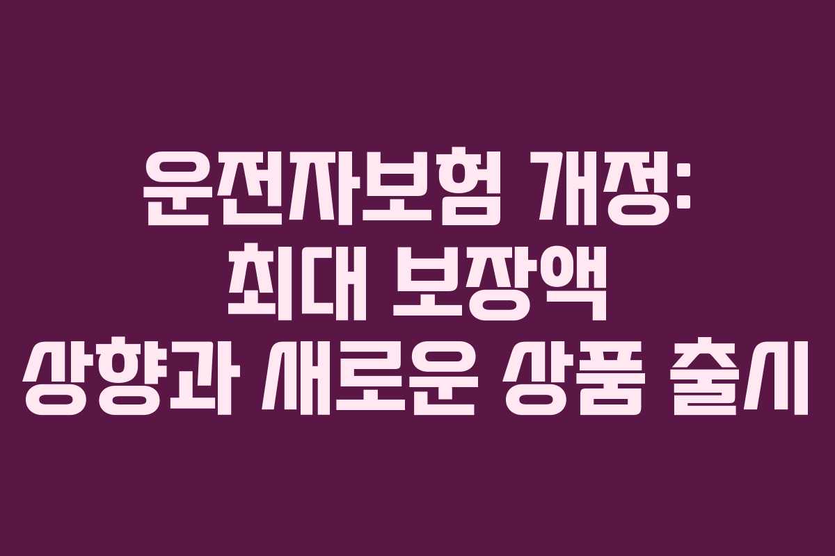 운전자보험 개정: 최대 보장액 상향과 새로운 상품 출시