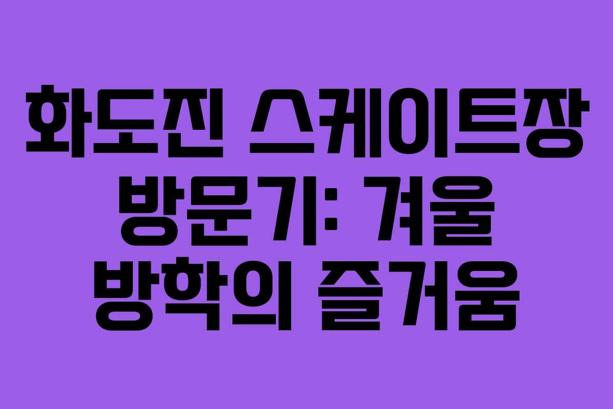 화도진 스케이트장 방문기: 겨울 방학의 즐거움