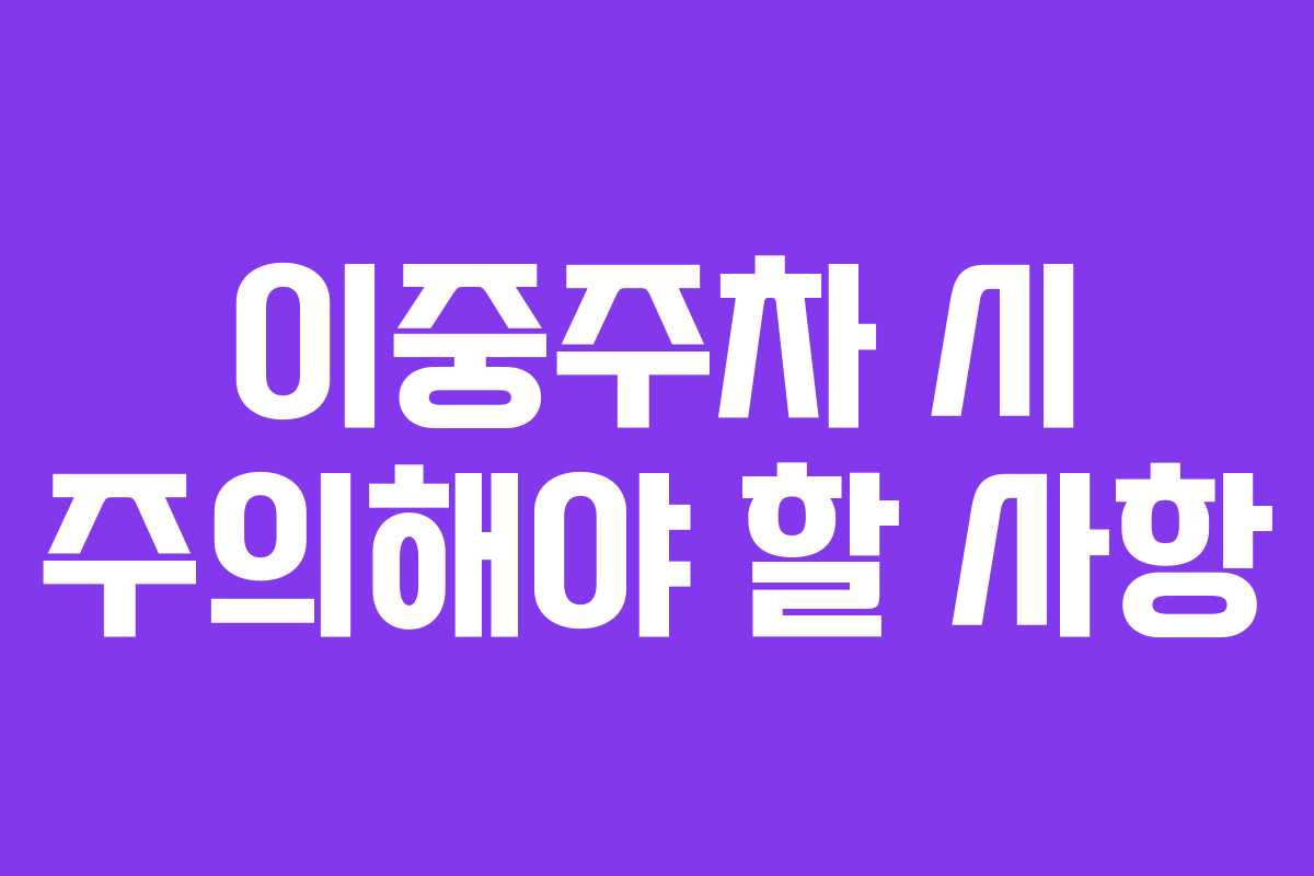 이중주차 시 주의해야 할 사항