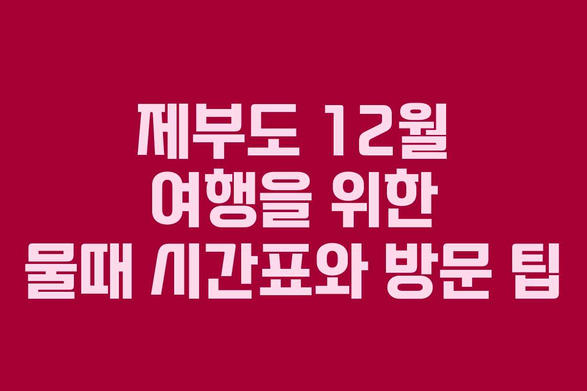 제부도 12월 여행을 위한 물때 시간표와 방문 팁