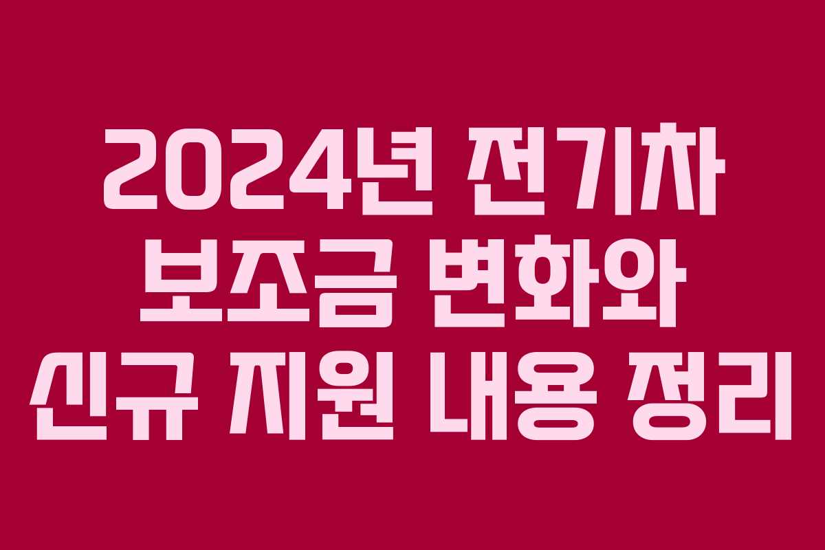 2024년 전기차 보조금 변화와 신규 지원 내용 정리