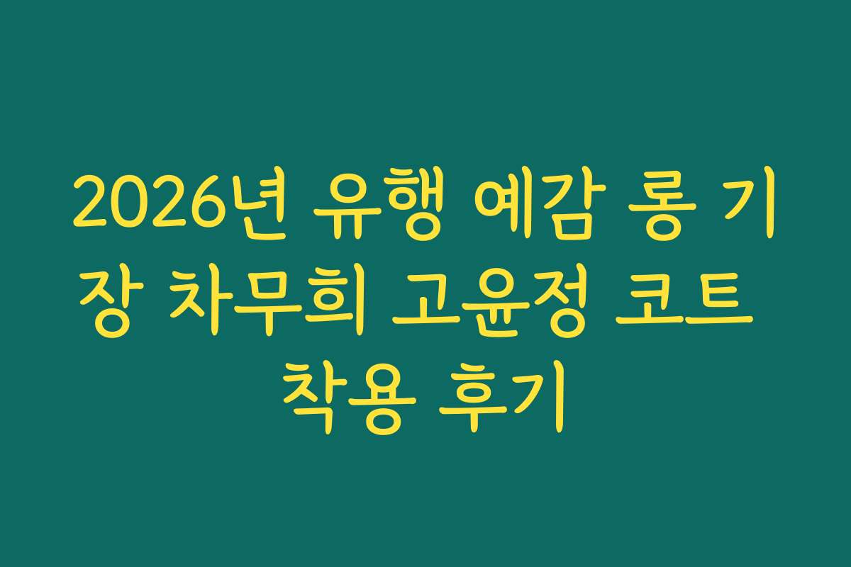 2026년 유행 예감 롱 기장 차무희 고윤정 코트 착용 후기