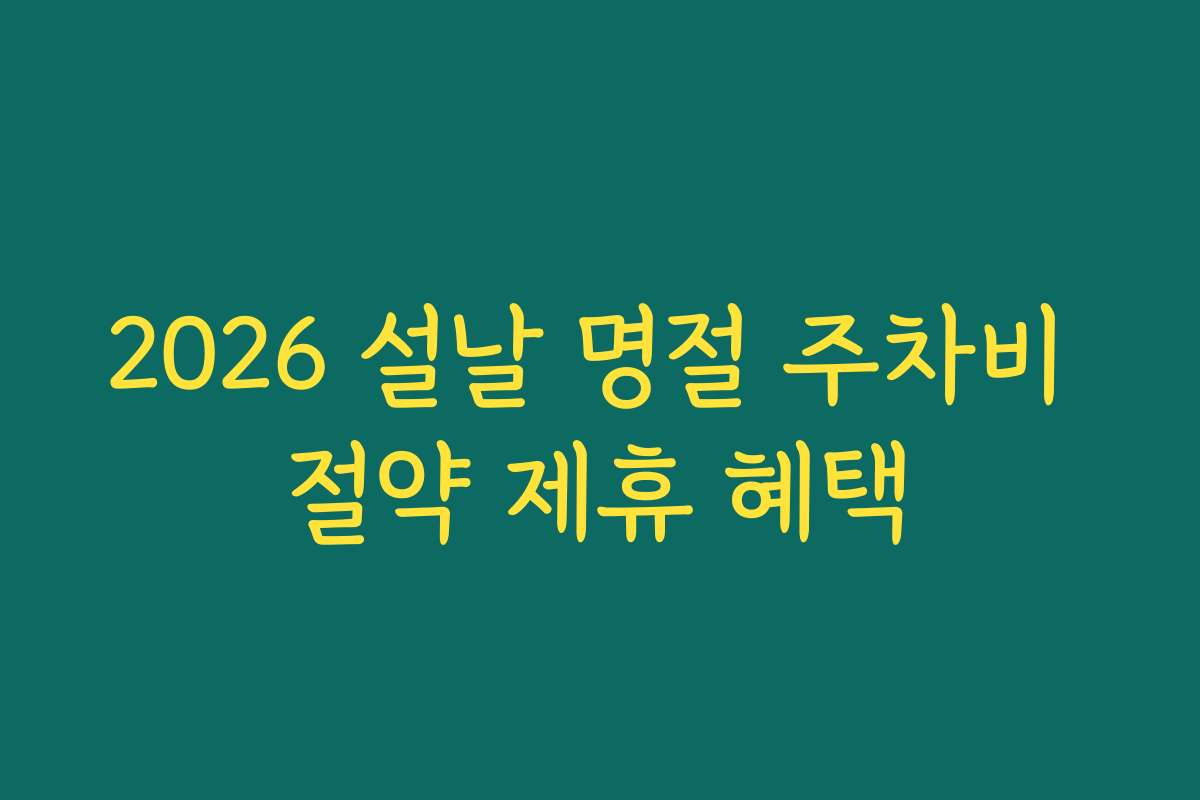 2026 설날 명절 주차비 절약 제휴 혜택