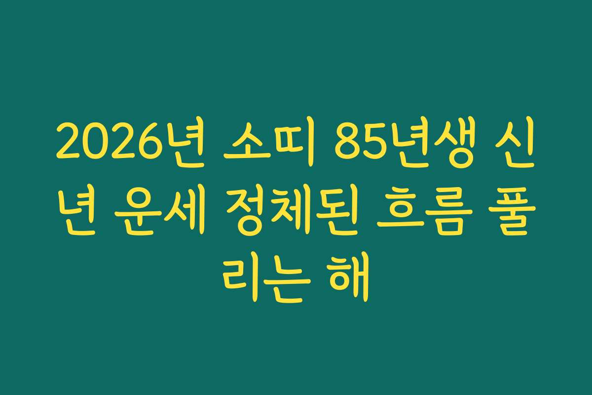 2026년 소띠 85년생 신년 운세 정체된 흐름 풀리는 해