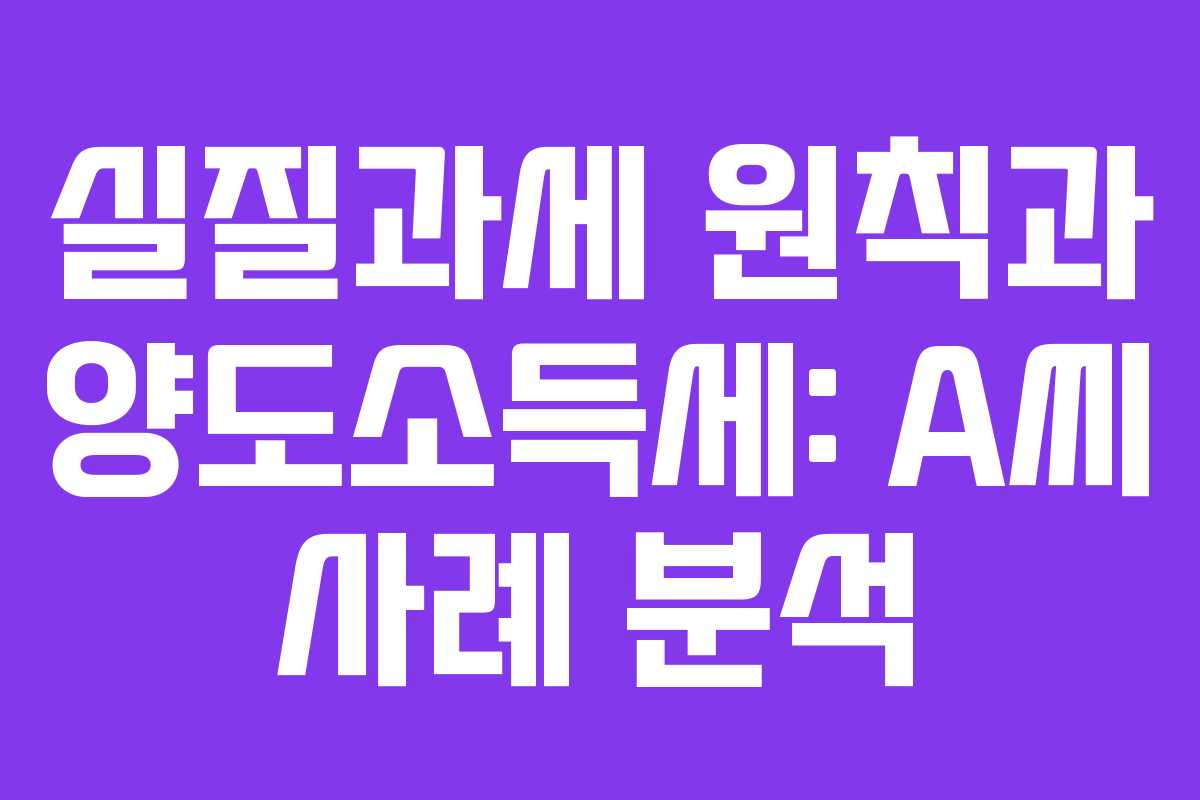 실질과세 원칙과 양도소득세: A씨 사례 분석