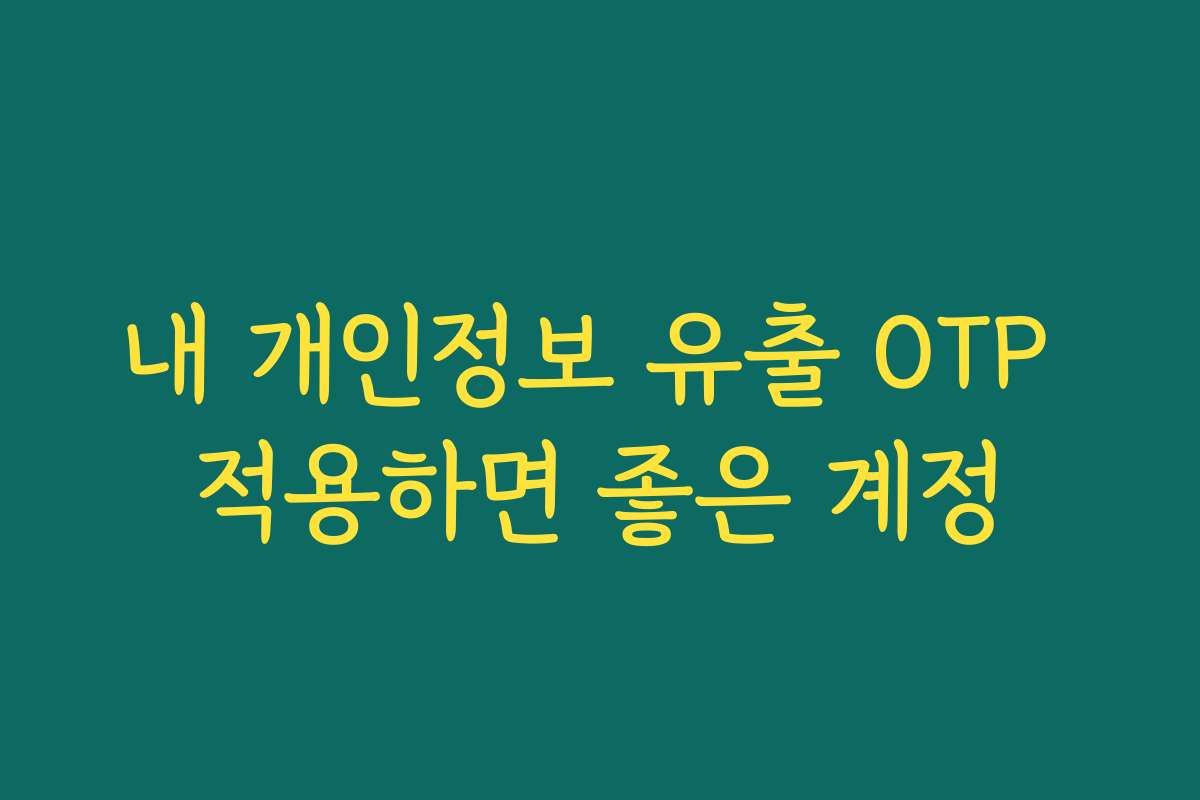 내 개인정보 유출 OTP 적용하면 좋은 계정