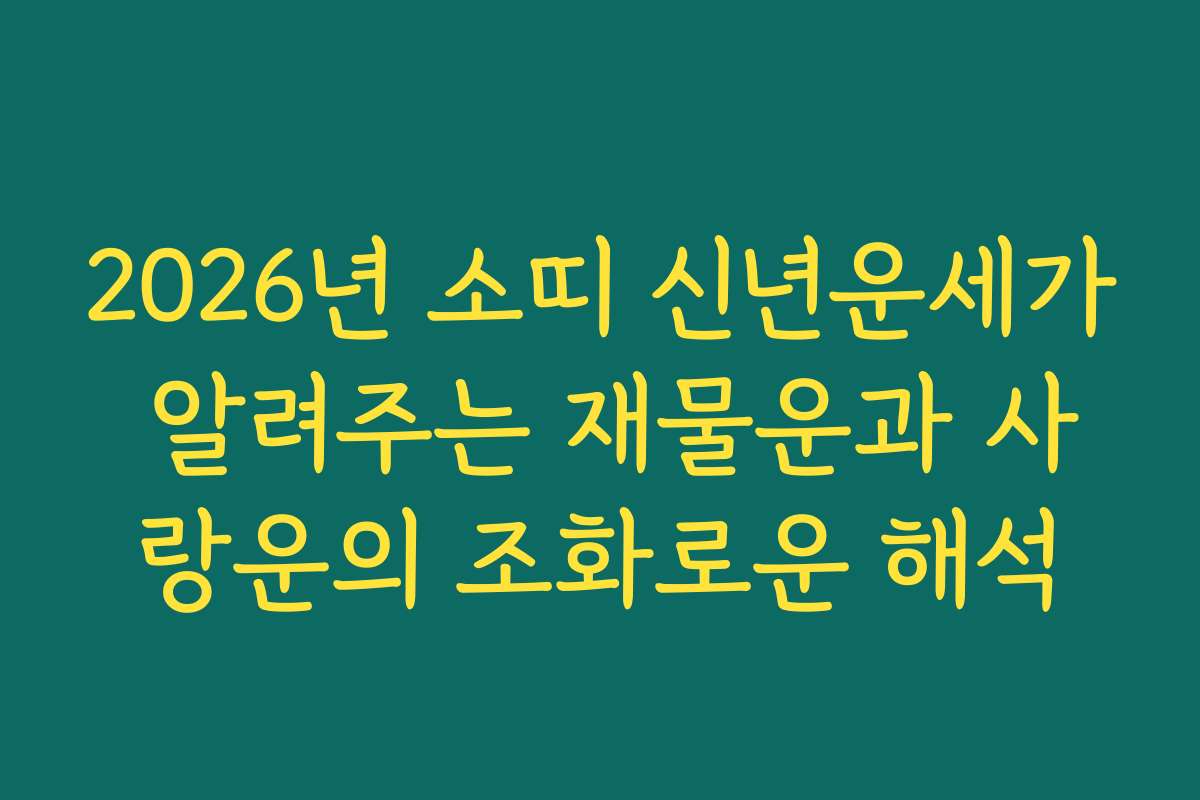 2026년 소띠 신년운세가 알려주는 재물운과 사랑운의 조화로운 해석