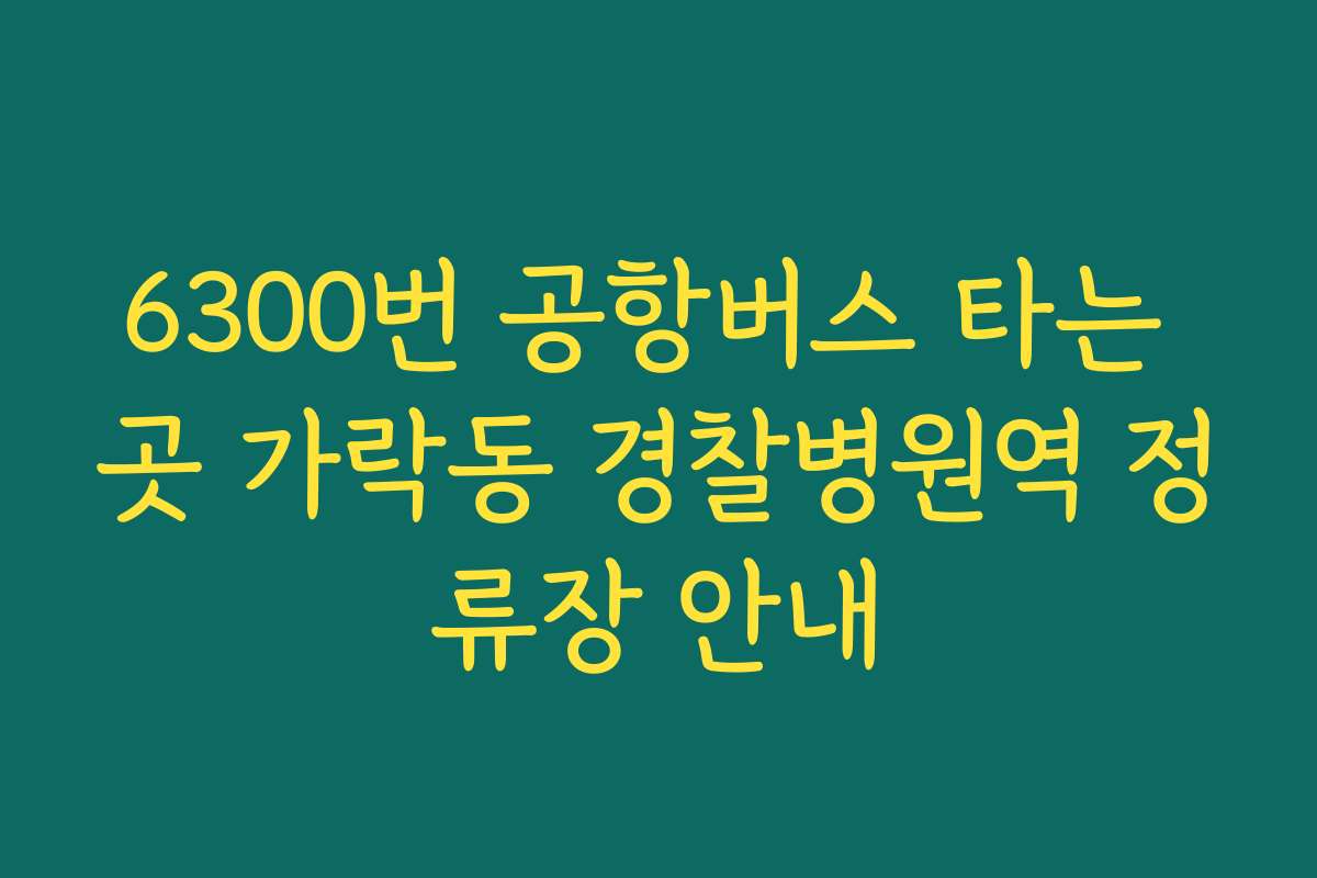 6300번 공항버스 타는 곳 가락동 경찰병원역 정류장 안내