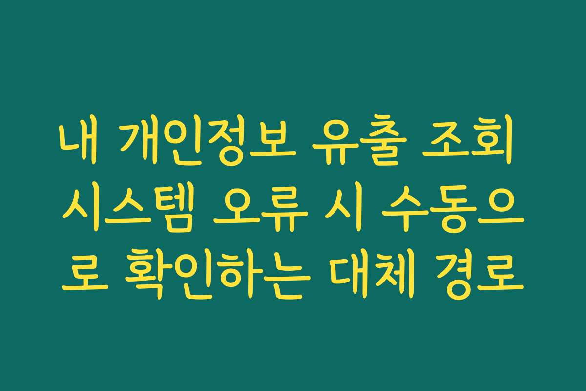 내 개인정보 유출 조회 시스템 오류 시 수동으로 확인하는 대체 경로