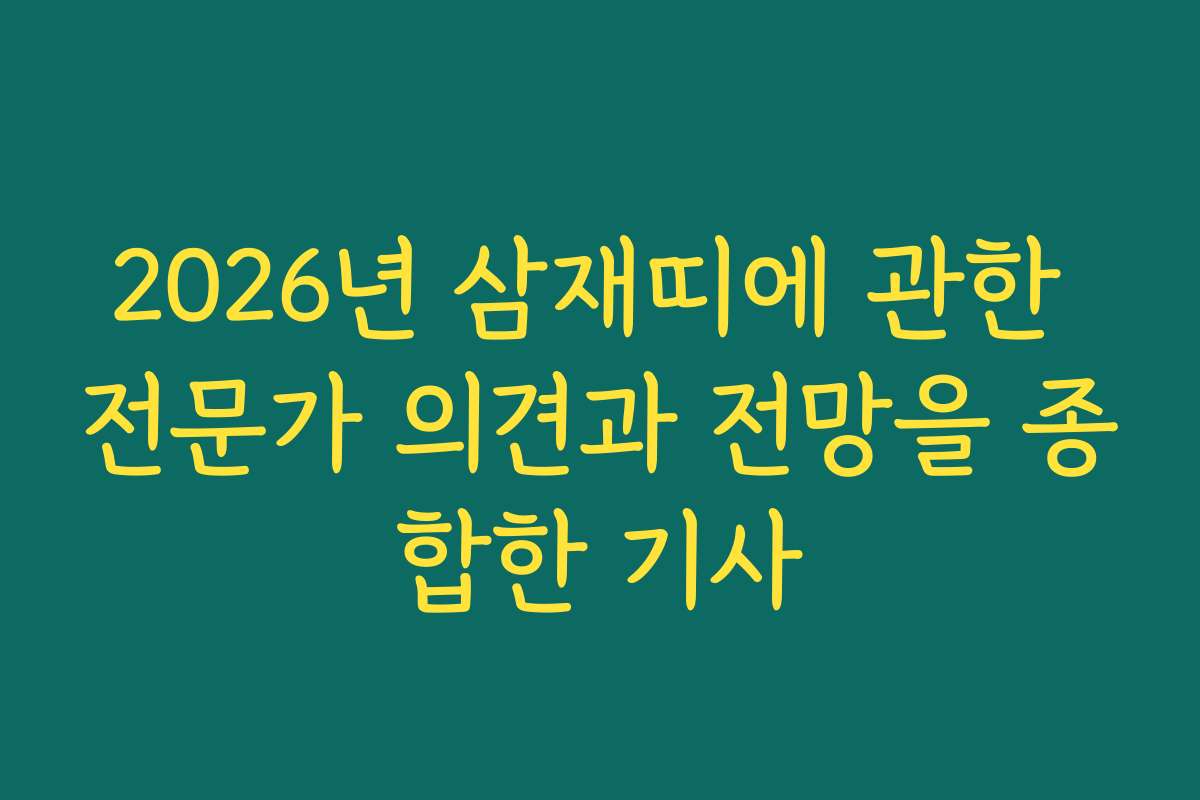 2026년 삼재띠에 관한 전문가 의견과 전망을 종합한 기사