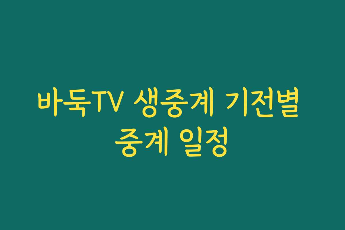 바둑TV 생중계 기전별 중계 일정