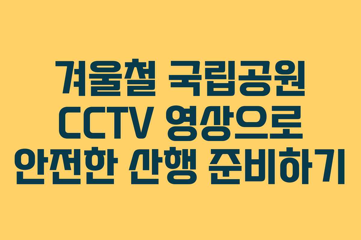 겨울철 국립공원 CCTV 영상으로 안전한 산행 준비하기