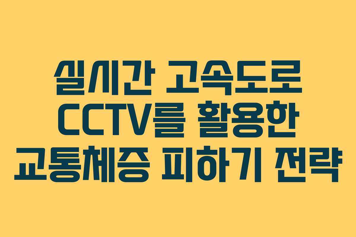 실시간 고속도로 CCTV를 활용한 교통체증 피하기 전략