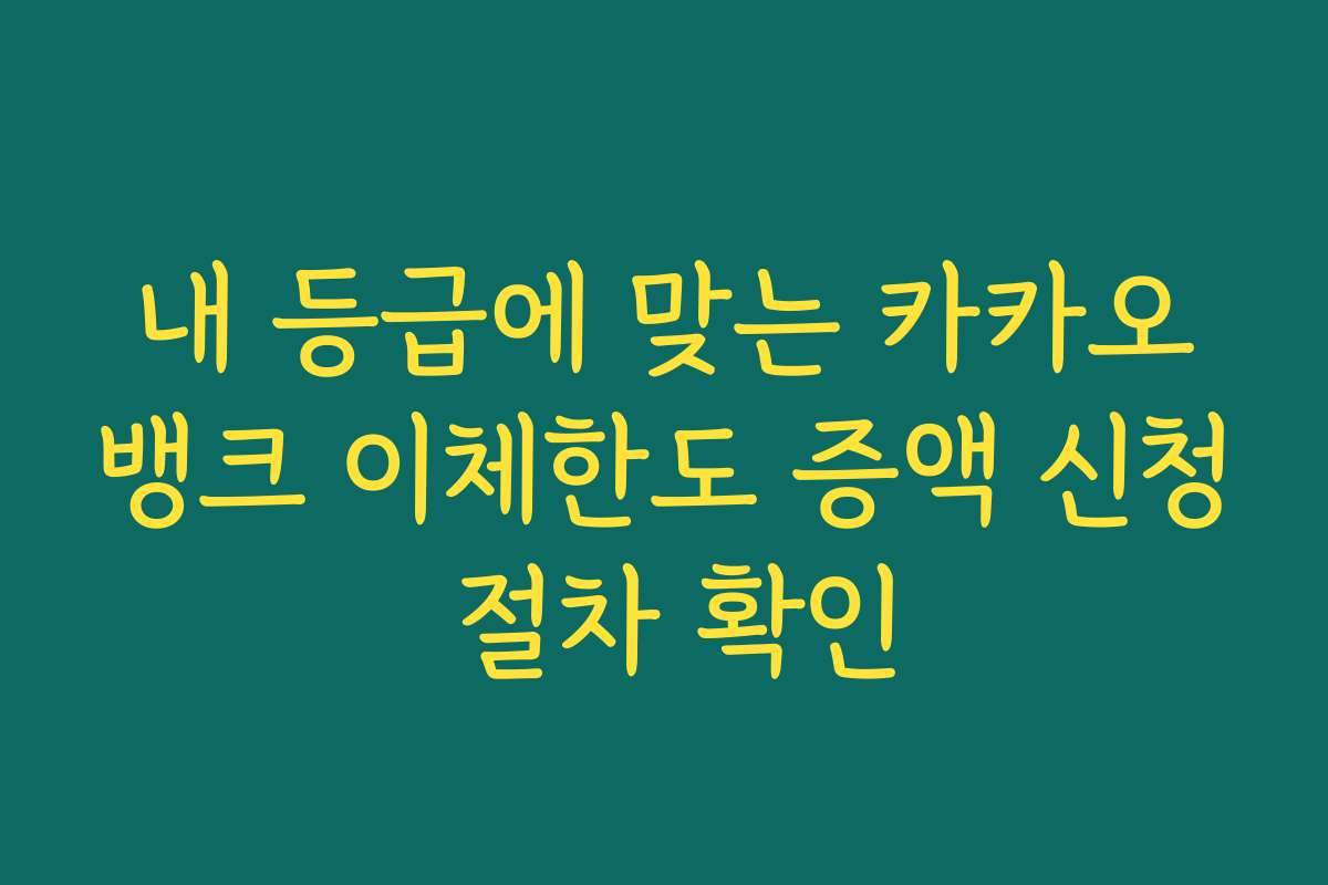 내 등급에 맞는 카카오뱅크 이체한도 증액 신청 절차 확인