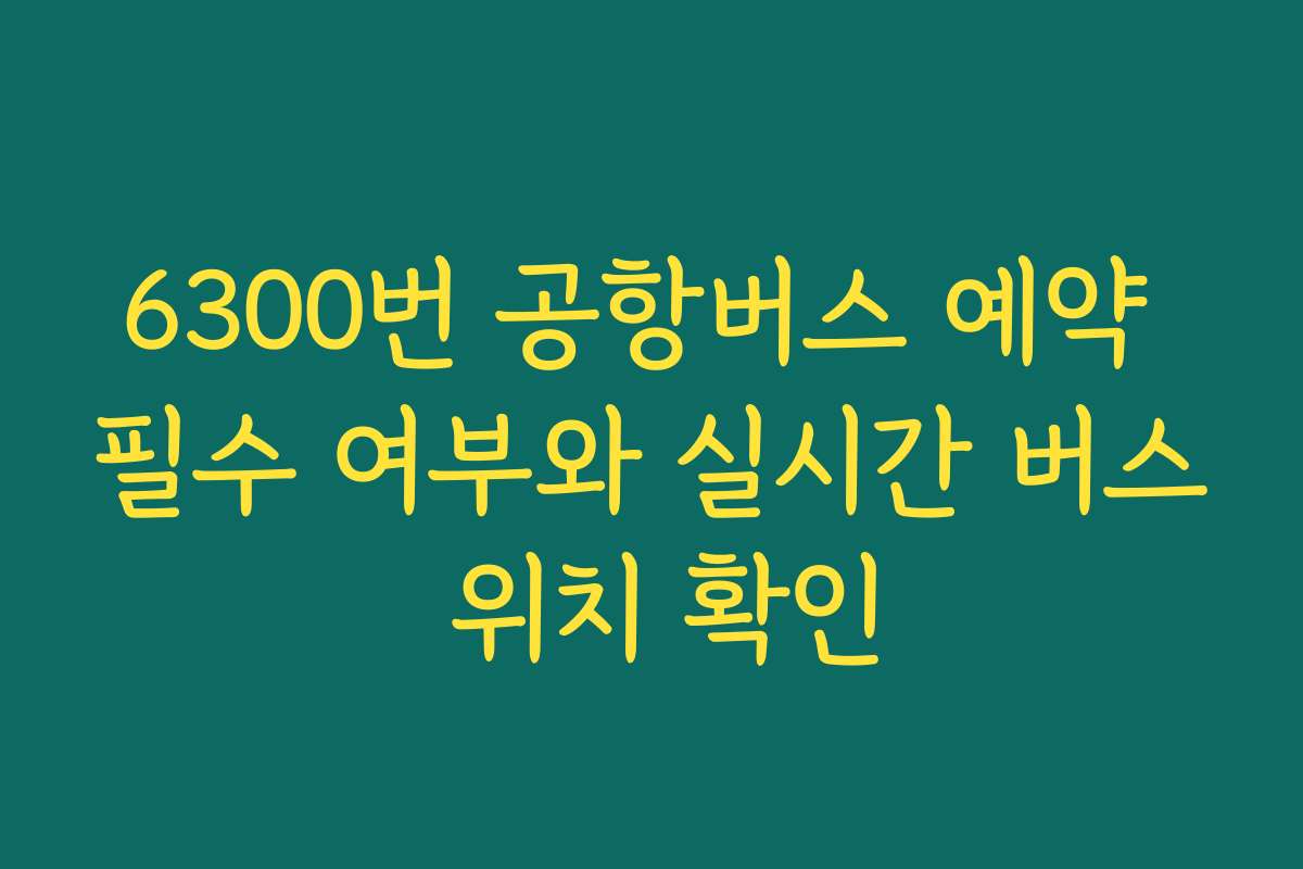 6300번 공항버스 예약 필수 여부와 실시간 버스 위치 확인