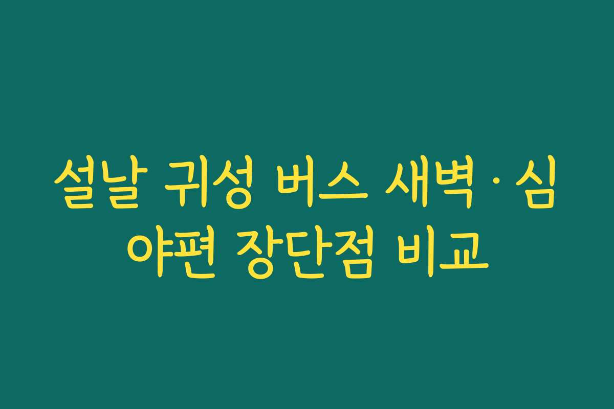설날 귀성 버스 새벽·심야편 장단점 비교