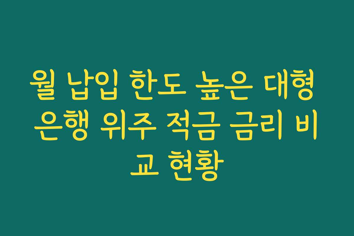 월 납입 한도 높은 대형 은행 위주 적금 금리 비교 현황
