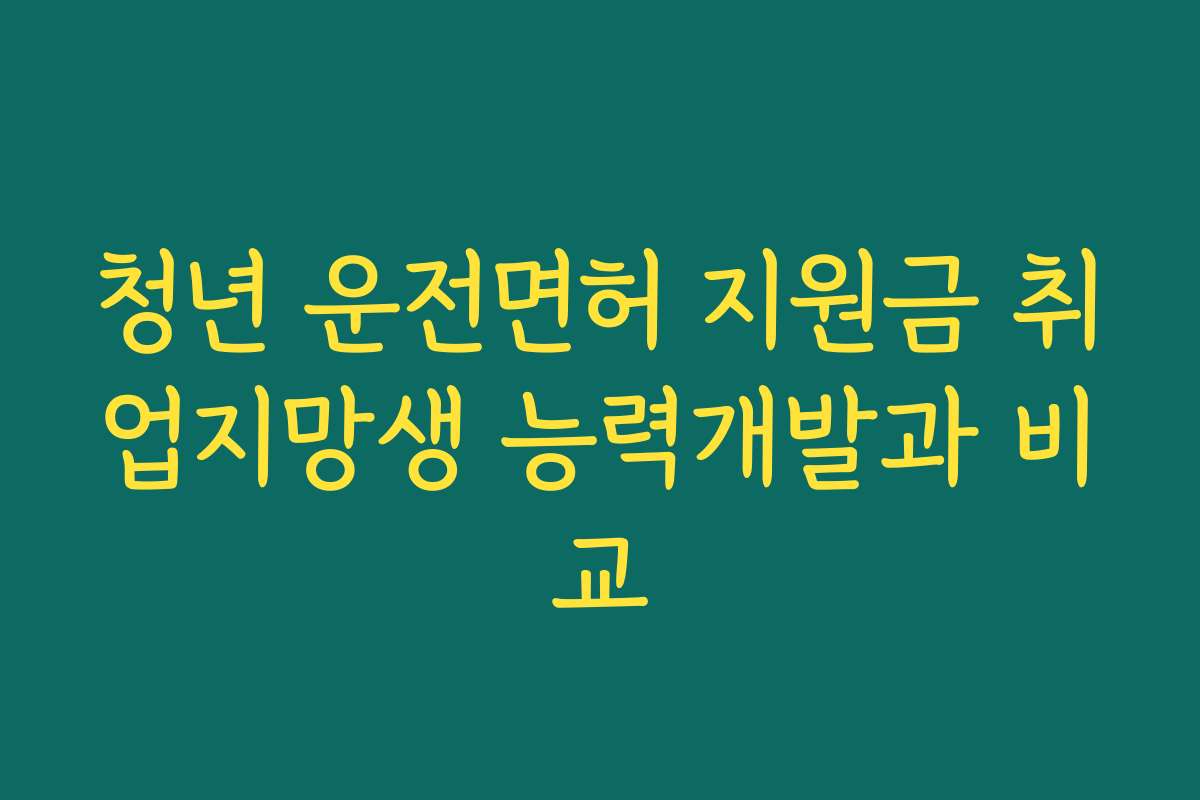 청년 운전면허 지원금 취업지망생 능력개발과 비교