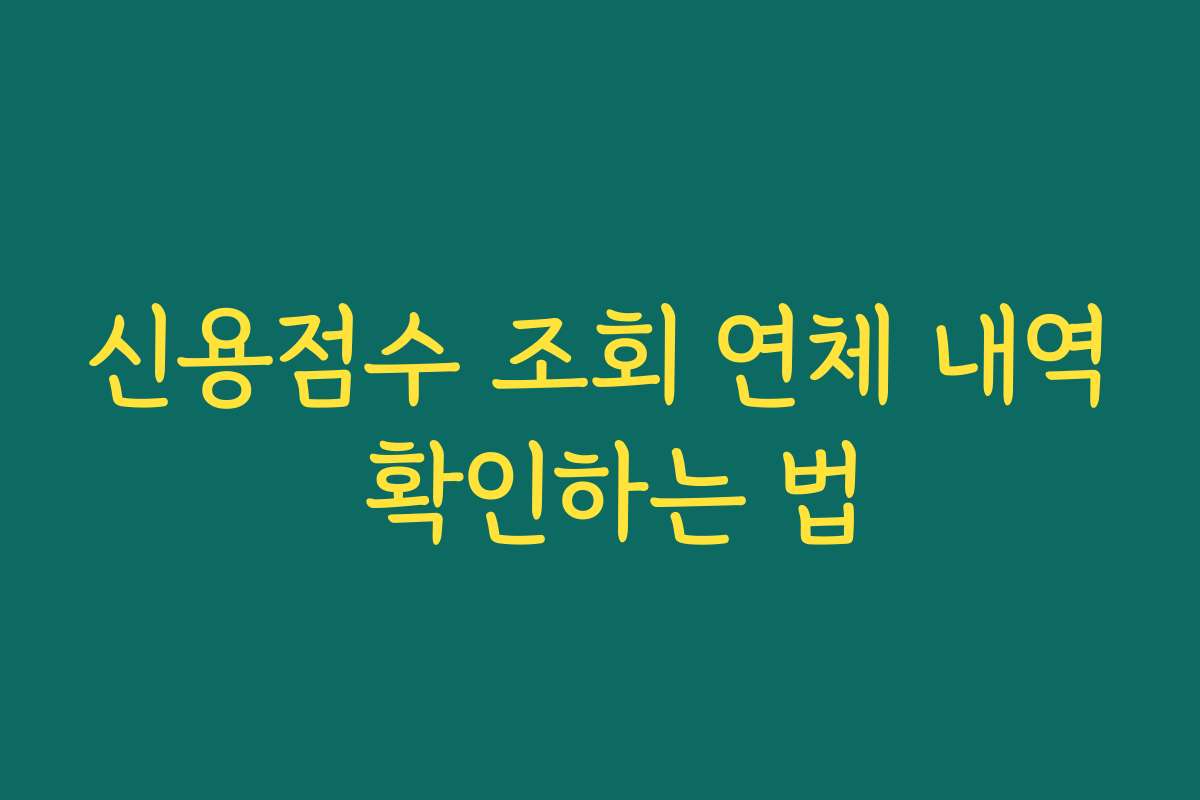 신용점수 조회 연체 내역 확인하는 법