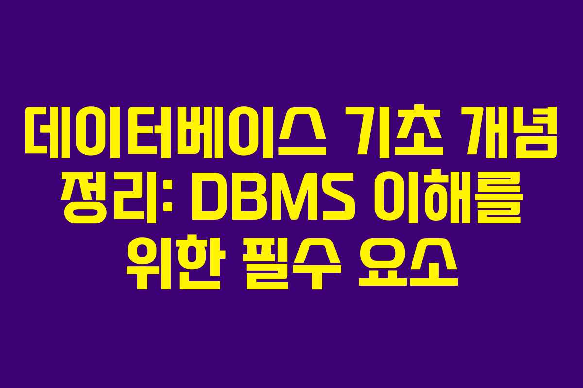 데이터베이스 기초 개념 정리: DBMS 이해를 위한 필수 요소
