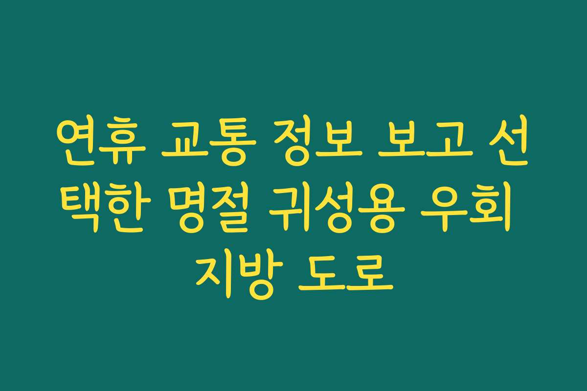 연휴 교통 정보 보고 선택한 명절 귀성용 우회 지방 도로
