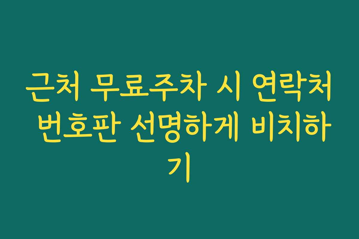 근처 무료주차 시 연락처 번호판 선명하게 비치하기