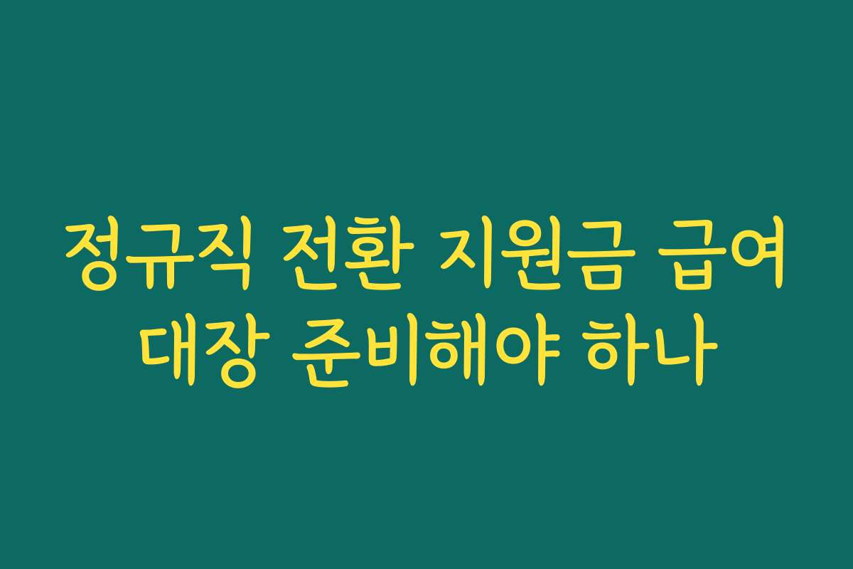 정규직 전환 지원금 급여대장 준비해야 하나