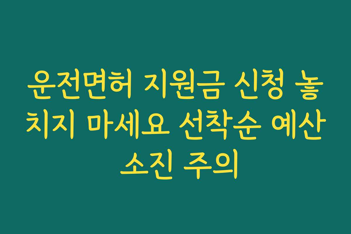 운전면허 지원금 신청 놓치지 마세요 선착순 예산 소진 주의