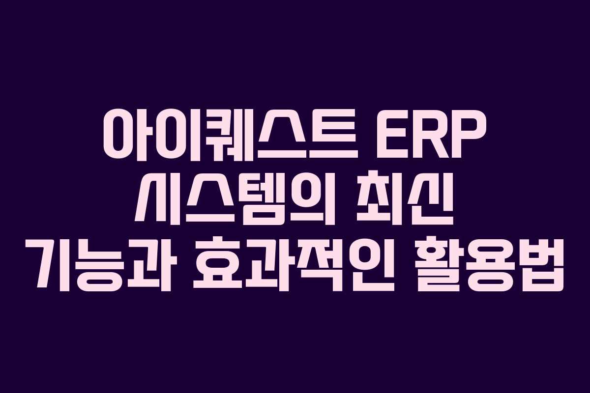아이퀘스트 ERP 시스템의 최신 기능과 효과적인 활용법